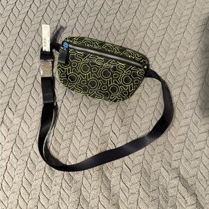 Michael Kors Black and Green Belt Bag with Geometric Design